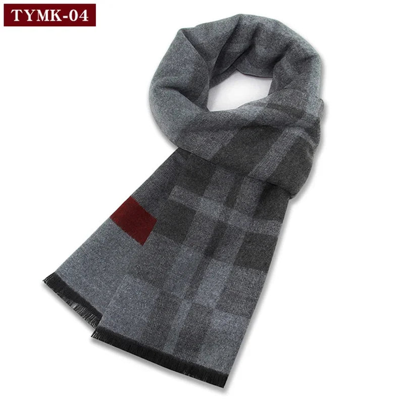 Luxury Scarf Man Winter Warm Wool Scarf For Men Cashmere Scarves Casual Plaid Male Long Pashmina Outdoor Shawls Man Muffler Gift