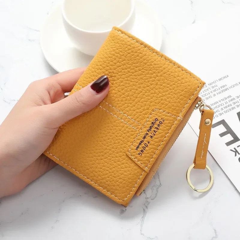 Hemasa  PU Leather Female Purse Mini Card Holder/ Coin Short Wallets Slim Small Purse