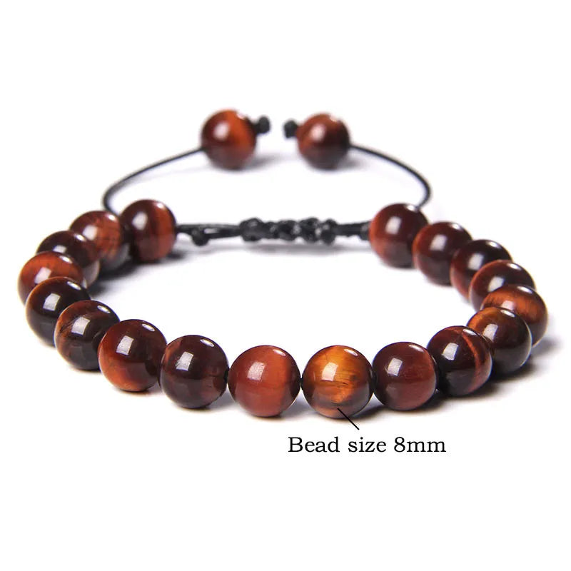 Hemasa Cool Royal Blue Tiger Eye Bracelets Natural Stone Tiger Eye Beaded Bracelets Pulsera Hombre Men Adjustable Woven Rope Bracelets