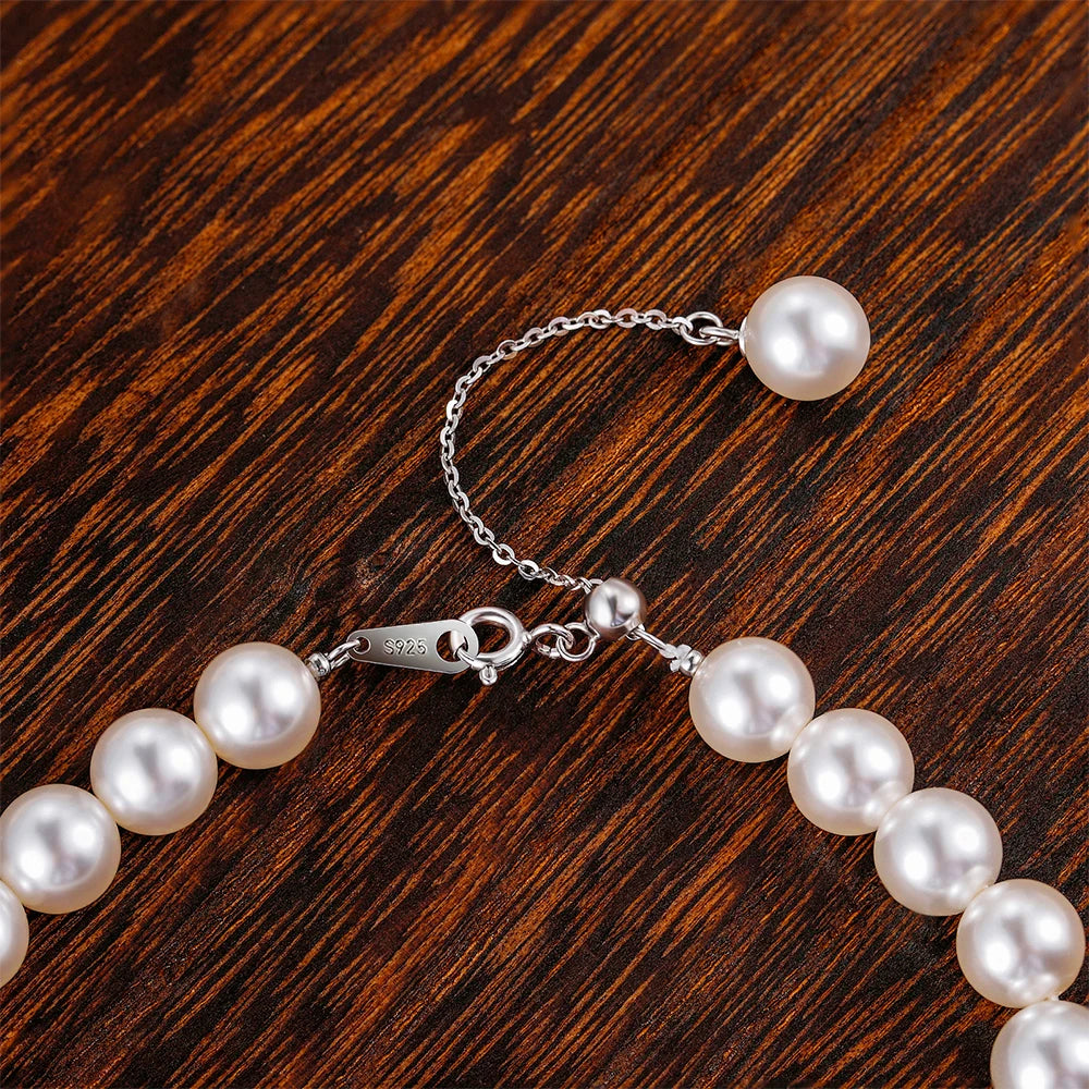 Trumium 925 Sterling Silver Real Pearl Bracelet for Women Girl Beaded Freshwater Cultured Pearl Bangle Bridal Jewelry Gift