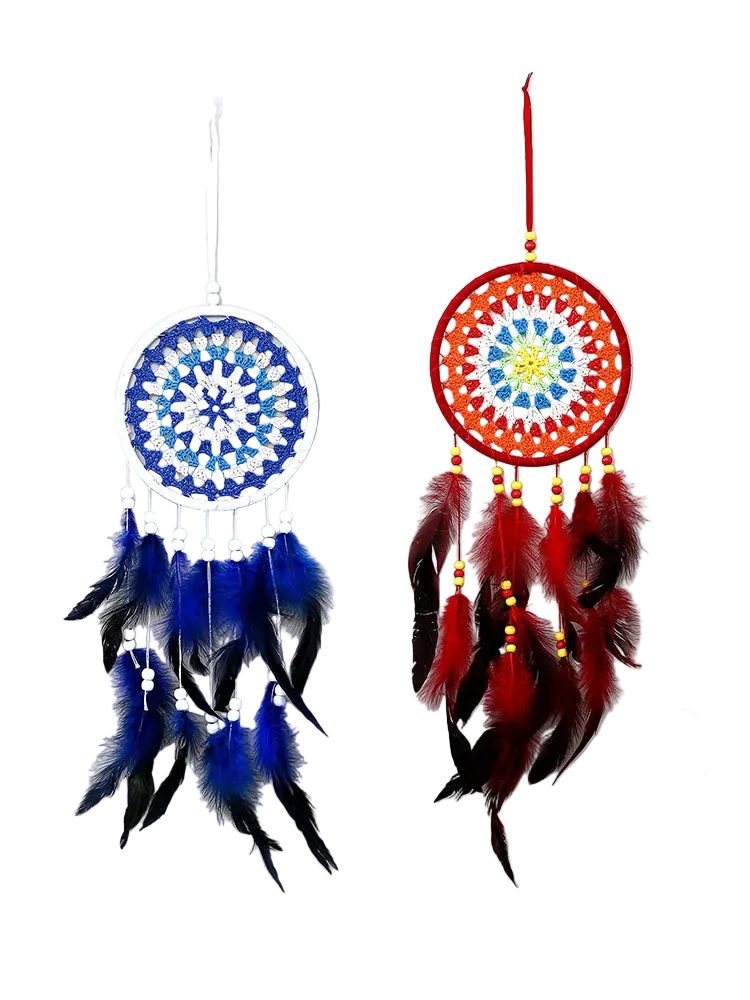 Tejesa Dream Catcher Office Bedroom Hanging Ornaments Creative Hand-Woven Feather Car Pendant Wall Decor Birthday Gift Home Decoration