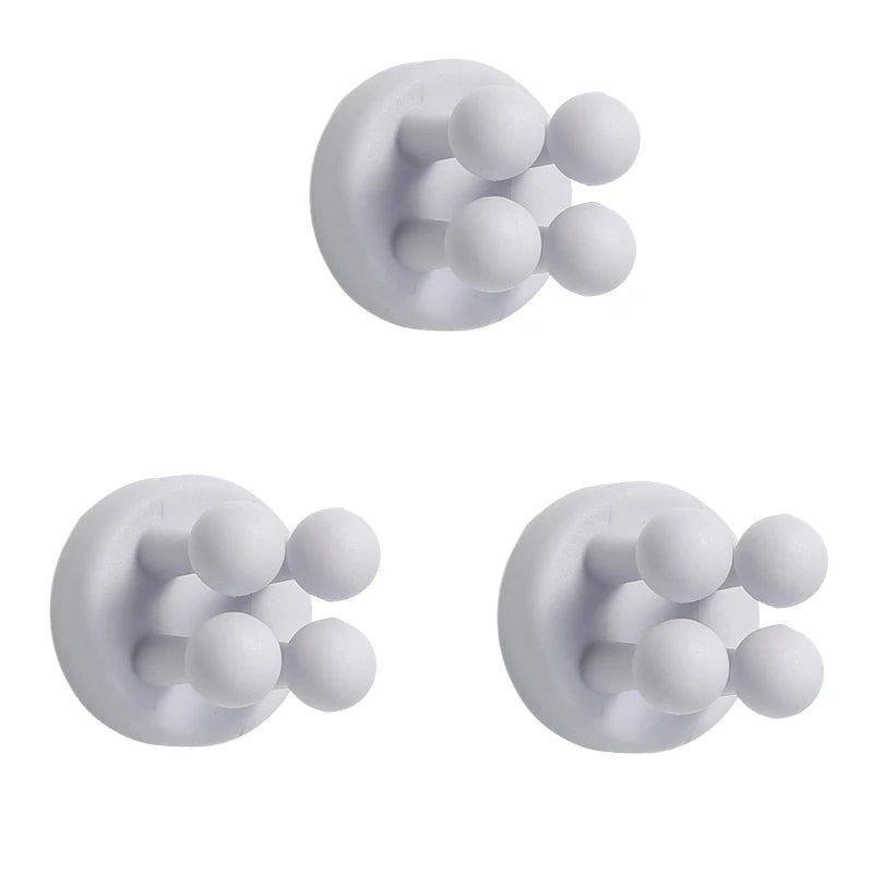 3pcs Adhesive Silicone Toothbrush Holders Wall Mounted Hanging Towels Keys Cables and Cords Kitchen and Bathroom Organization