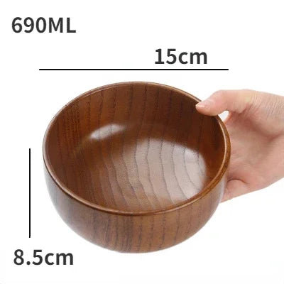 Hemasa Japanese Wooden Bowls Children Baby Adults Small Soup Bowls Solid Wood Salad Bowls