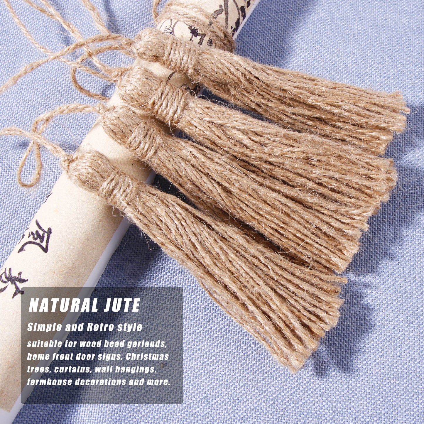 50pcs Jute Tassels for Crafts Natural Rope Hemp Tassel  Curtain DIY Home Party Decorations