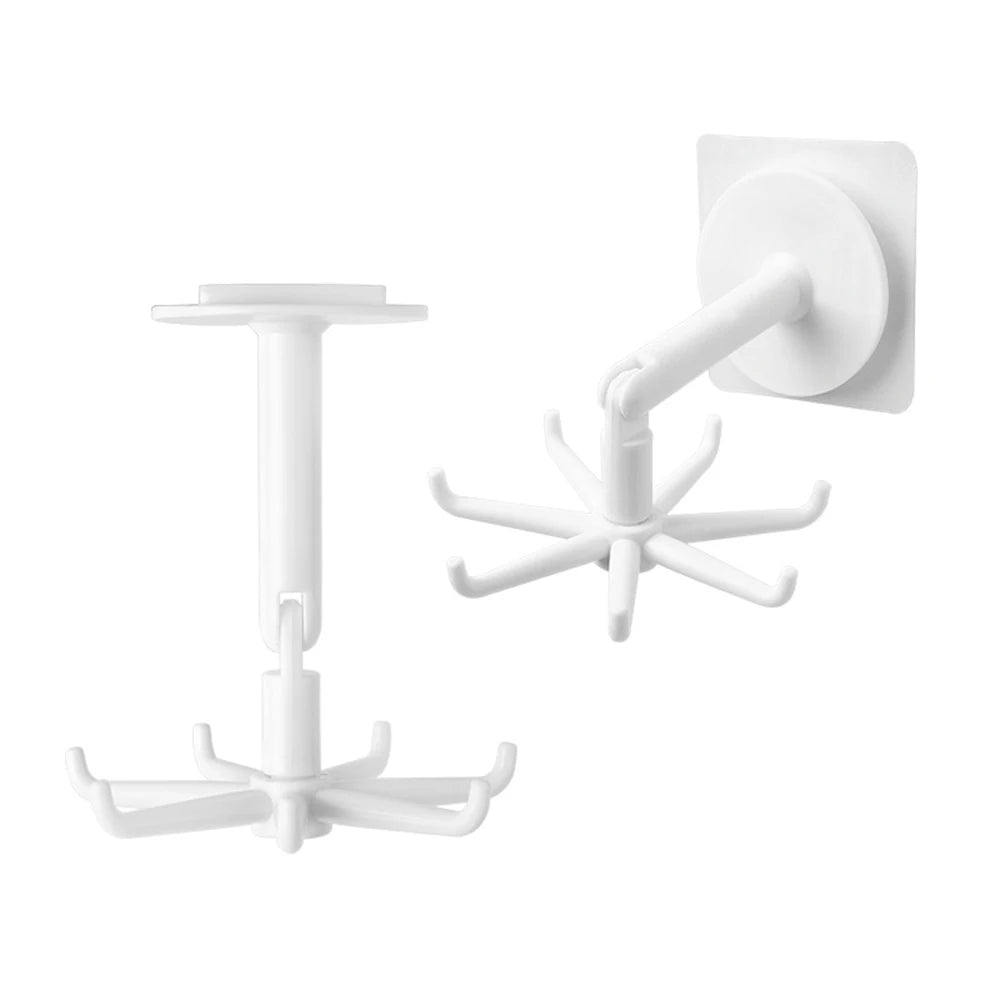 Hemasa 1PC Multifunctional 7 Hook Kitchen Storage Bathroom 360 Degree Traceless