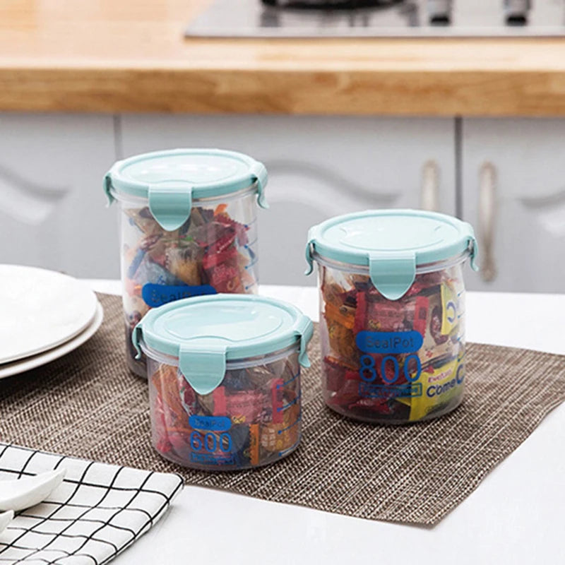 1/4Pcs Sealed Jars Grain Storage Tank Spices Sealed Container With Tick Marks Refrigerator Fresh-keeping Box Kitchen Organizer
