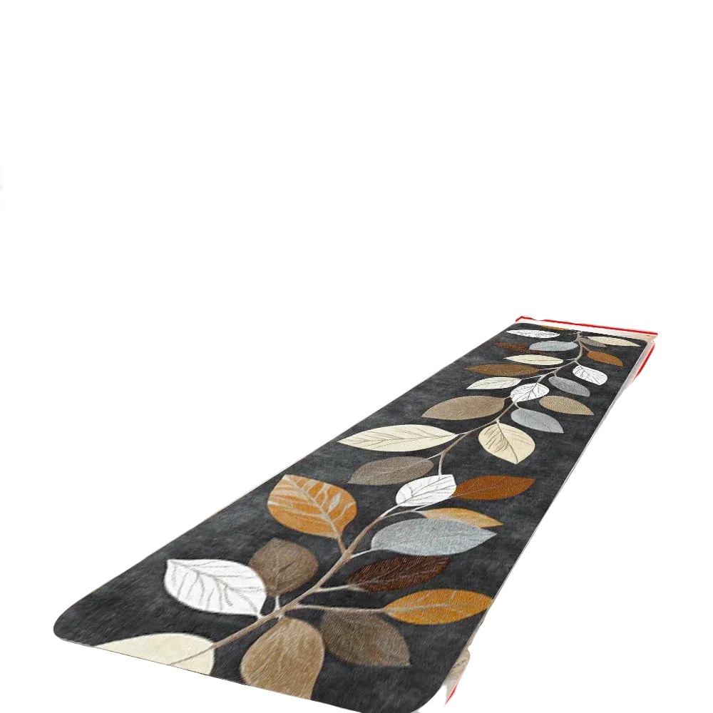 Tejesa  Leaf Pattern Grey Kitchen Rug Doormat /Welcome Mat /Runner Rug /Winter Rug For Bedroom Warm Carpet For Live Room