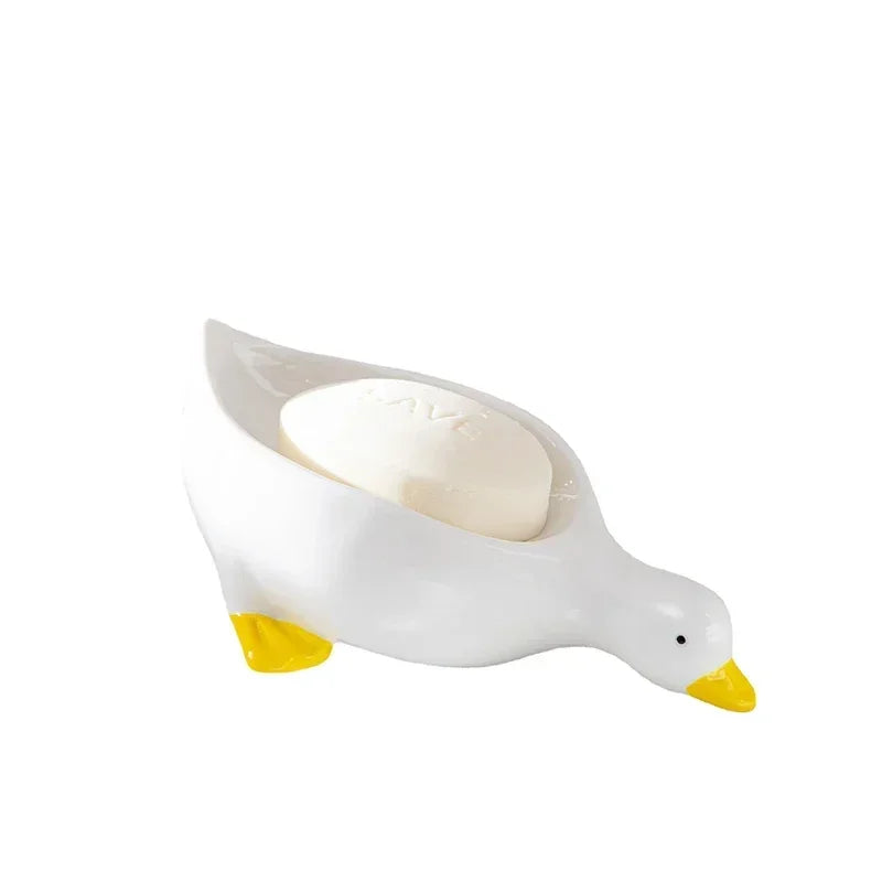 Hemasa  Duck Shape Soap Box Cartoon Soap Dish Drainable Storage Holder Soap Container Storage Dish Household Bathroom Accessories