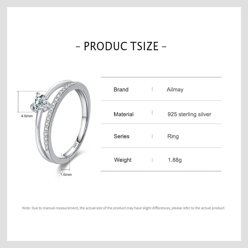Ailmay 925 Sterling Silver Elegant Dazzling Heart Cubic Zirconia Finger Rings For Women Romantic Wedding Engagement Jewelry Gift