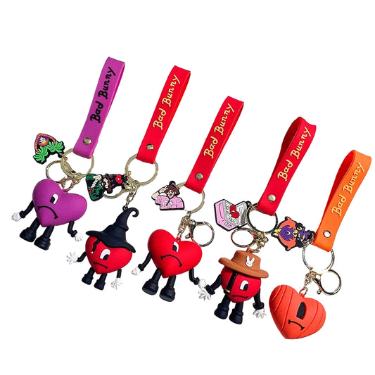 Tejesa Silicone Soft Rubber 3D Rabbit Bad Bunny Keychain/ Heart Pendant  Halloween Pumpkin Key Pendant