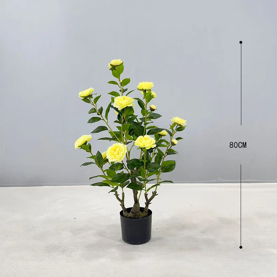 Simulation camellia tree camellia artificial simulation green plant potted home decoration floor plant manufacturer wedding came