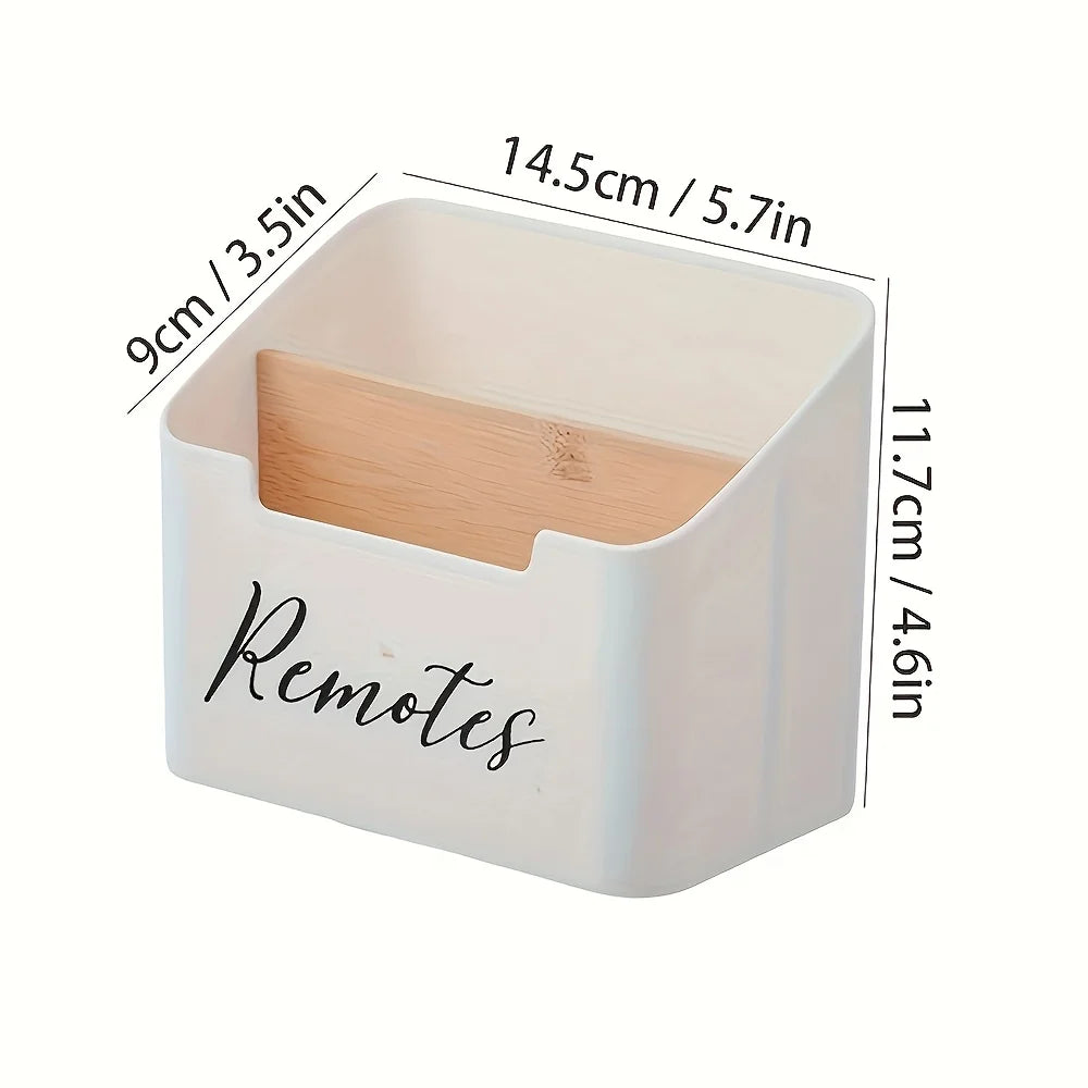 TV Remote Holder, Remote Control Holder Desk Storage Organizer Box, Remote Control Holder Caddy with 2 Compartments Container