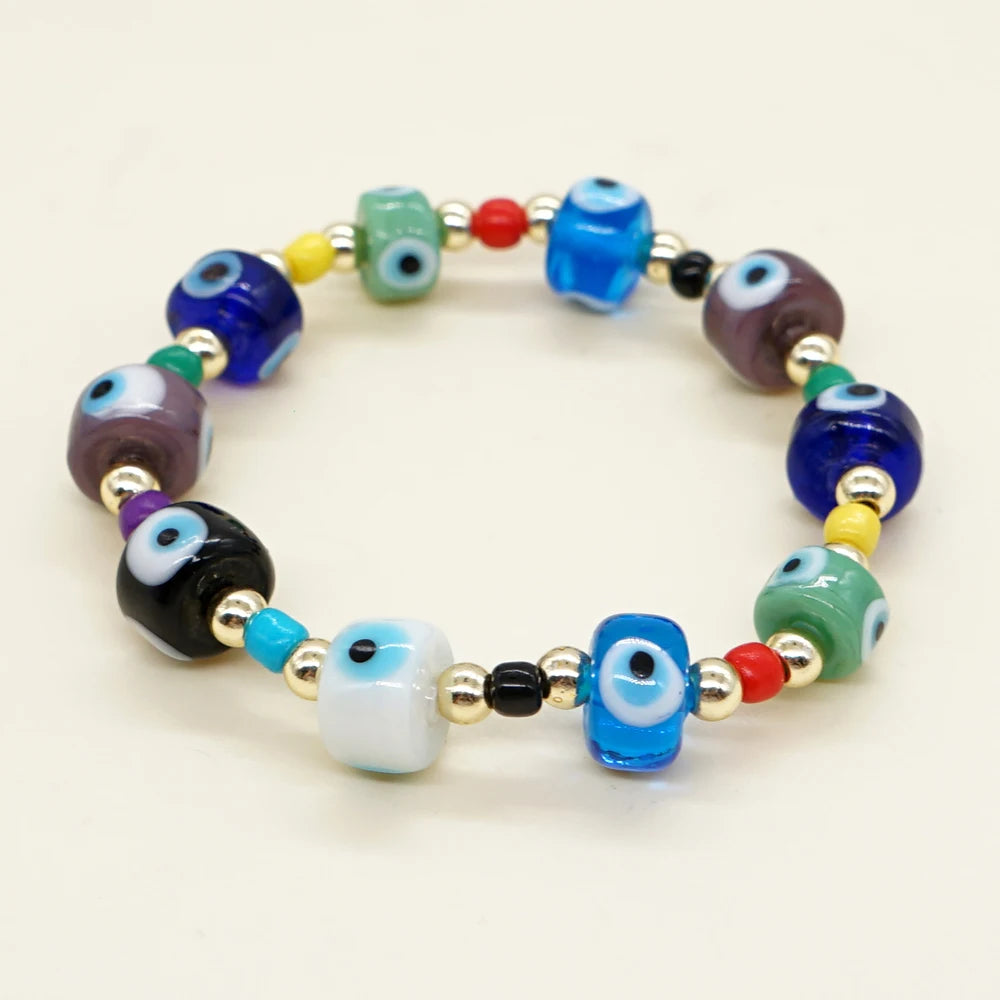 Men Eye Charm Bracelets Bohemia Beaded Bangle Fashion Jewelry Boho Beads Bracelet Accessories for Ladies Boy Girl Gift