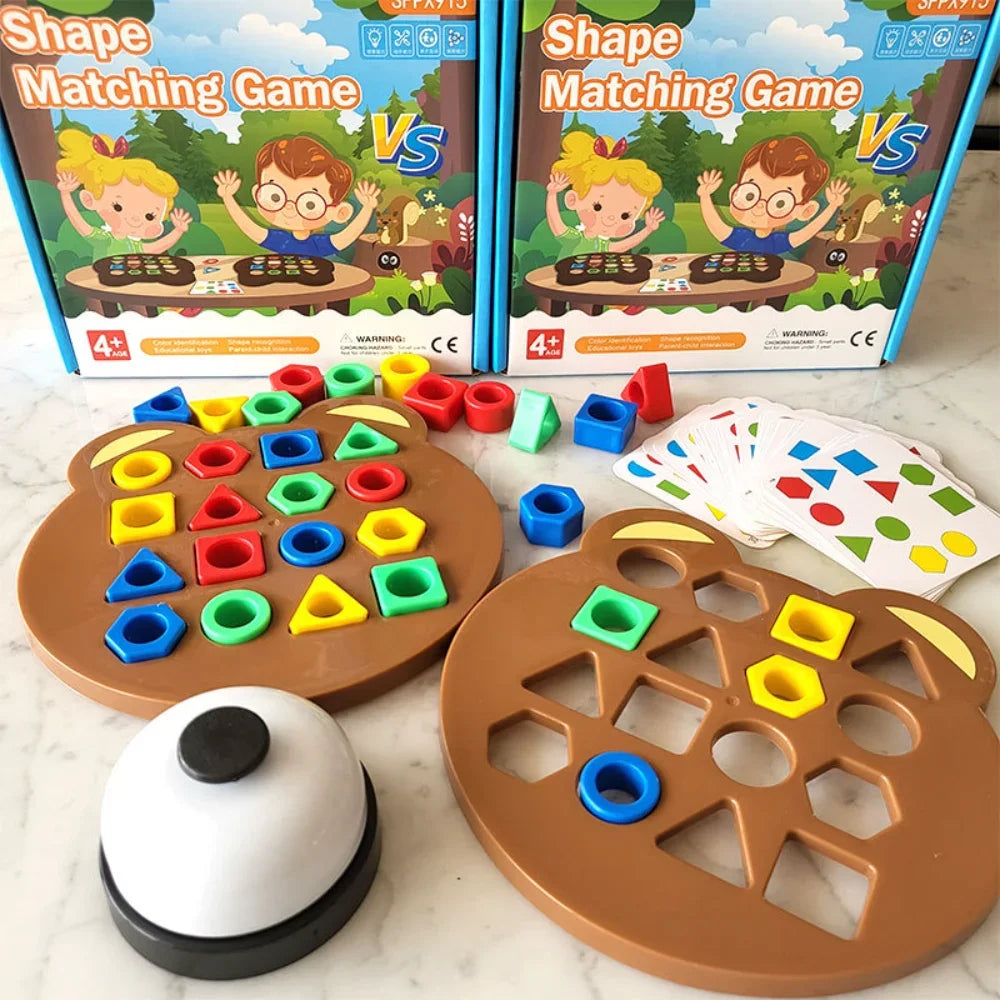 DIY Children Geometric Shape Color Matching 3D Puzzle Baby Montessori Educational Learning Toys for Kids Interactive Battle Game