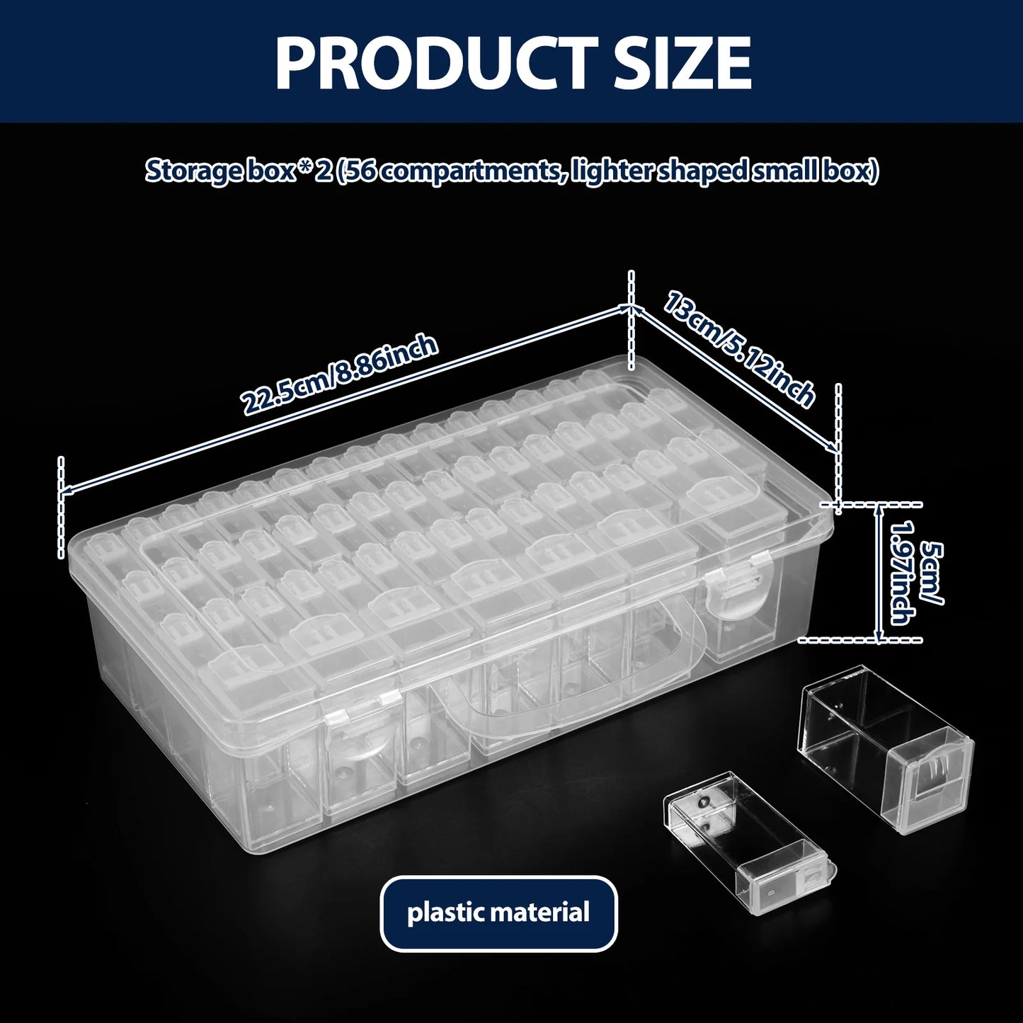 2 Set Clear Bead Storage Box Mini Sampling Tank 56 Cell Transparent Dustproof Organiser Box for Painting Accessory Jewelry Ring