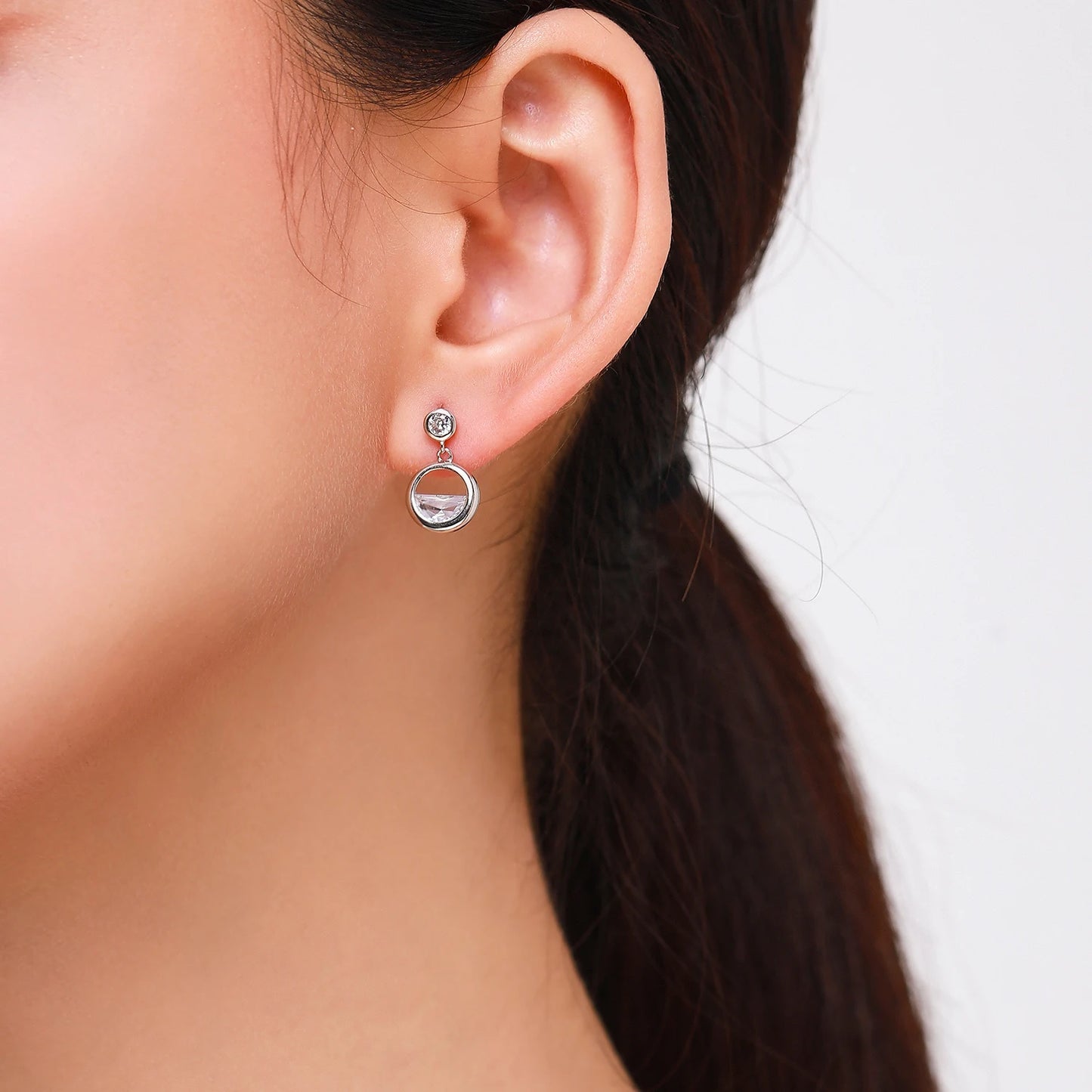 Modian Sparkling Round Irregular Clear Zircon Drop Earrings Gold Color Dangle Ear 925 Sterling Silver Fashion Wedding  Jewelry