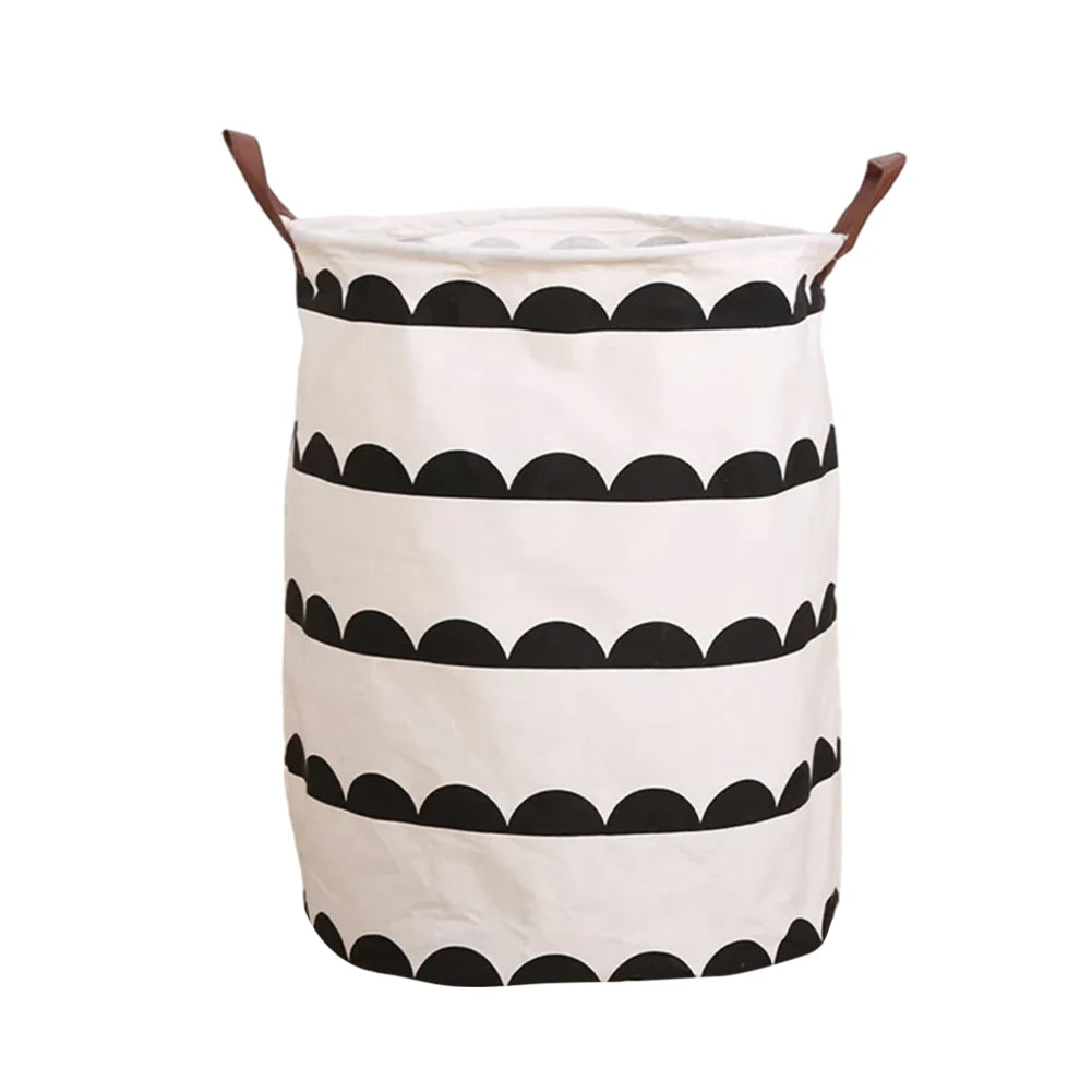 FHemasa Foldable Laundry Basket Storage Bucket Cotton Linen Fabric White Black Waterproof Dirty Laundry Toy Storage Basket Dirty Clothes