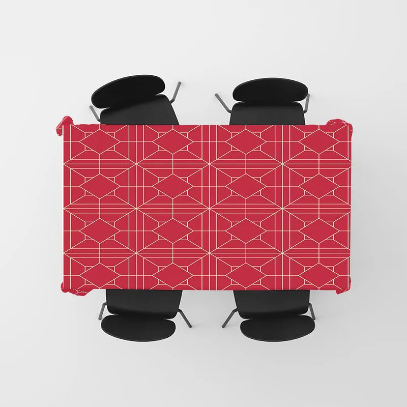 Tejesa Red Spider Web Printed Tablecloth with White Lines for Home/ Dining Decorations in Size 60x120cm Modern Kitchen Linen from Home G