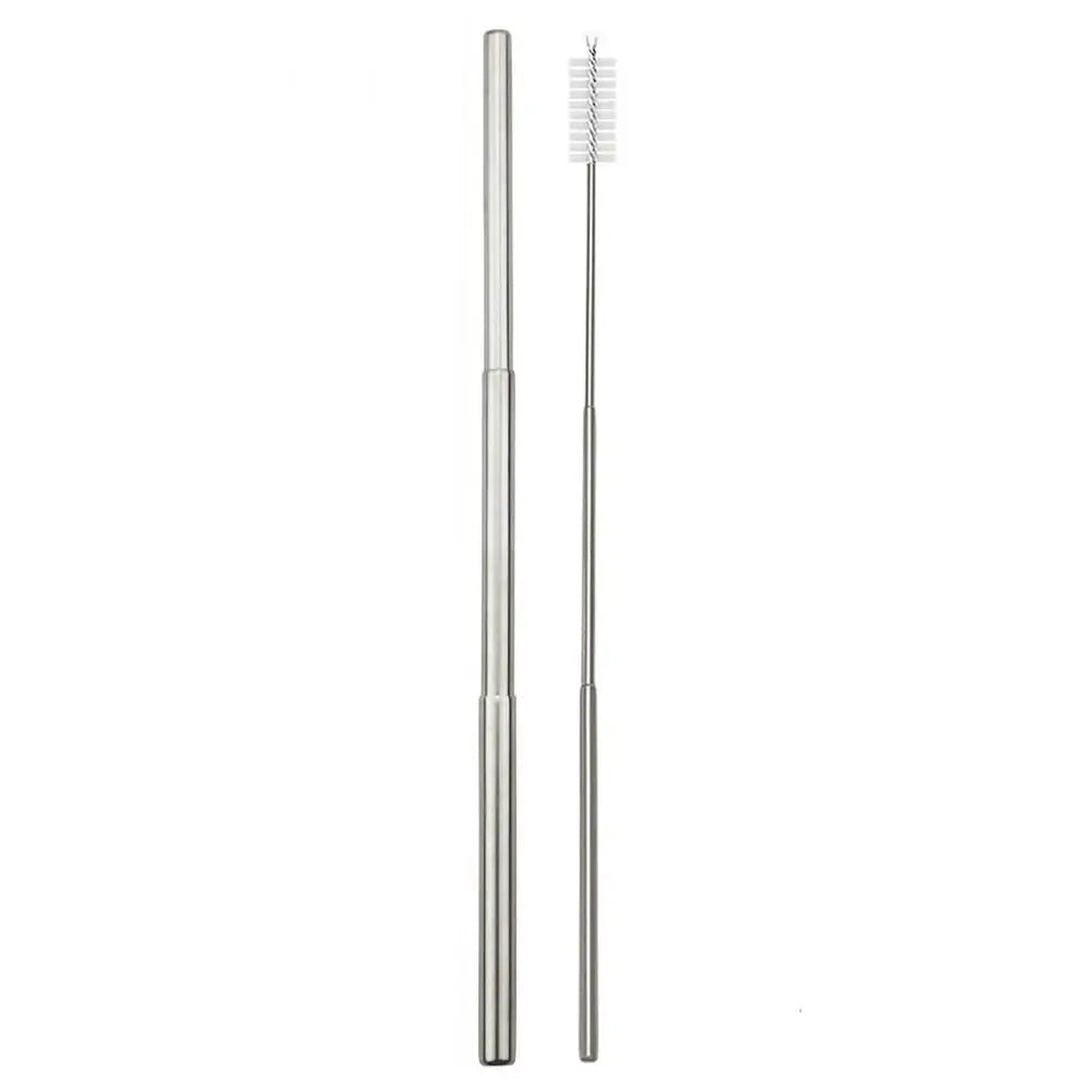 Stainless Steel Reusable Collapsible Straw Portable Retractable Metal Straw with Case Foldable Telescopic Straw Bar Accessories