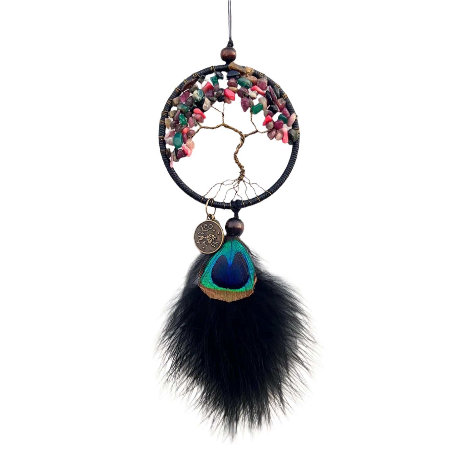 Hemasa 1 Pc Mini Tree of life Dream catchers for Car with Crystal, Gemstone Suncatcher