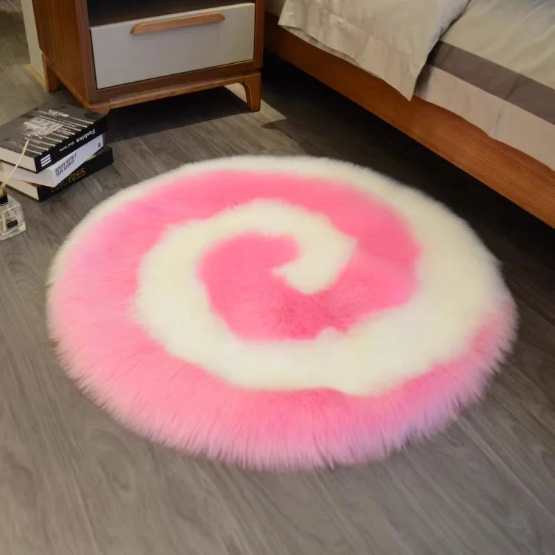 Hemasa Lollipop Style Long Plush Round Rugs, Carpet for Bedroom, Room, Home Decor, Sofa Floor Mat, Fluffy Bedside Area