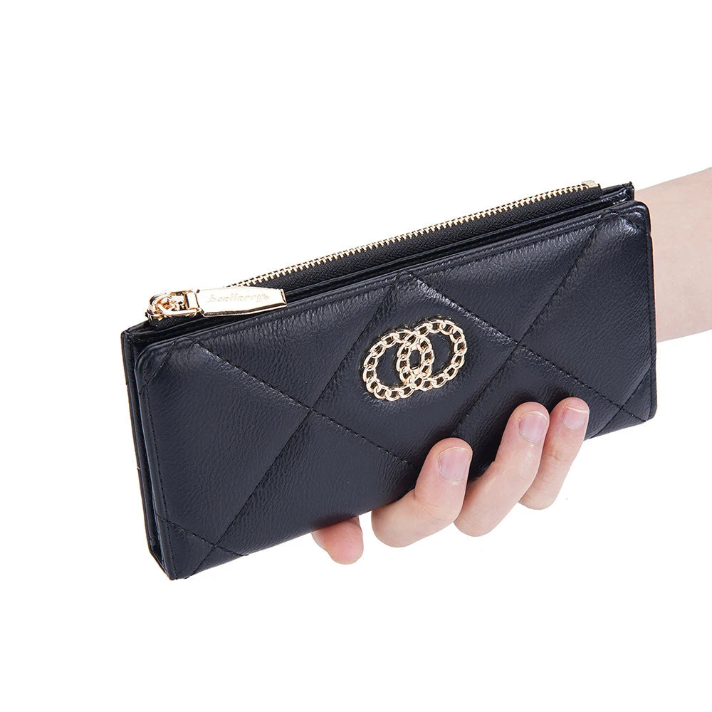 Hemasa Women's Long Wallet Pu Leather Multi Slots Card Holder Large Capacity Zipper Coin Purse Phone Clutch Red White Wallets for Women