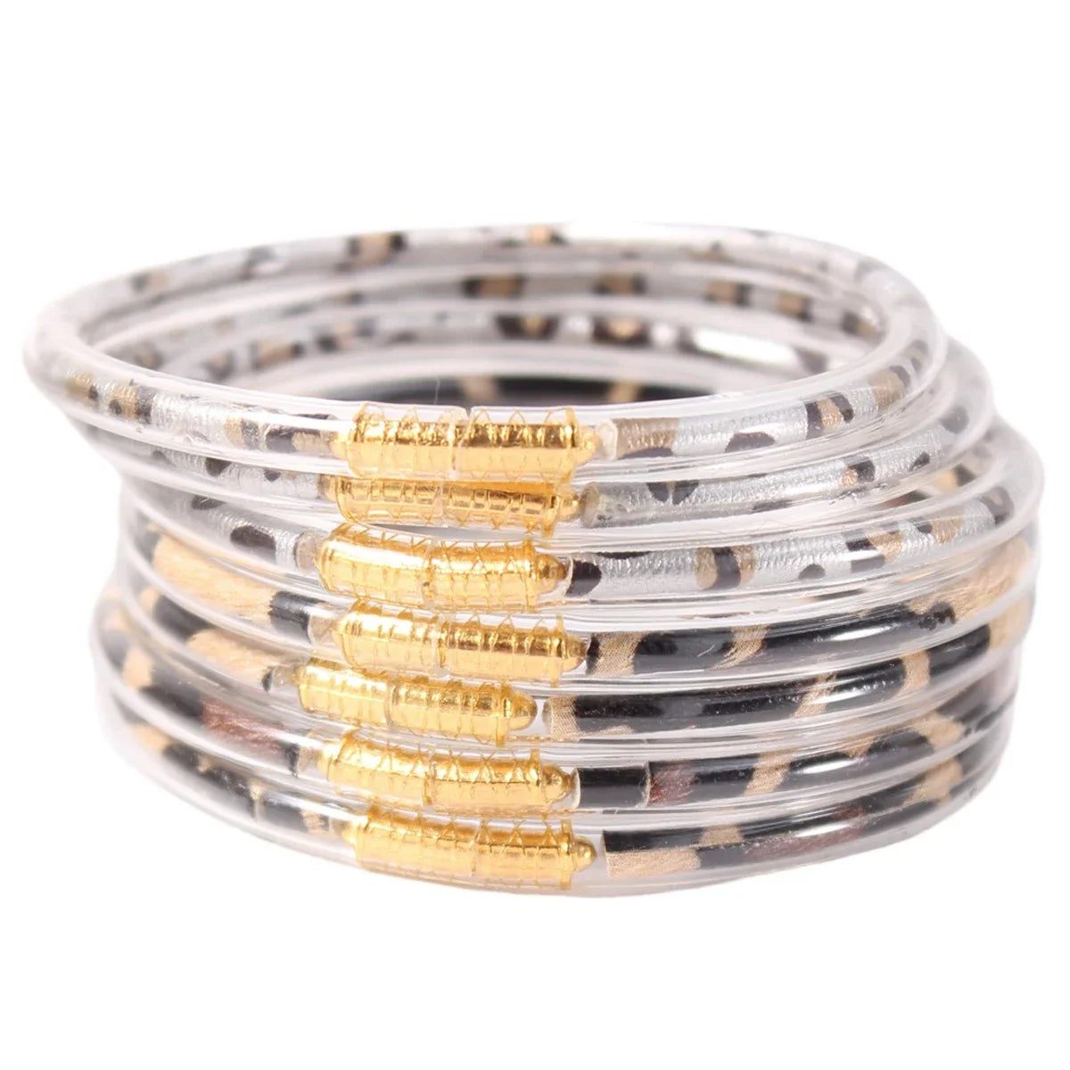 7pcs/set Stack Leopard Print Bangle Bracelet for Women Cheetah Print Silicone Bangle  Jewelry