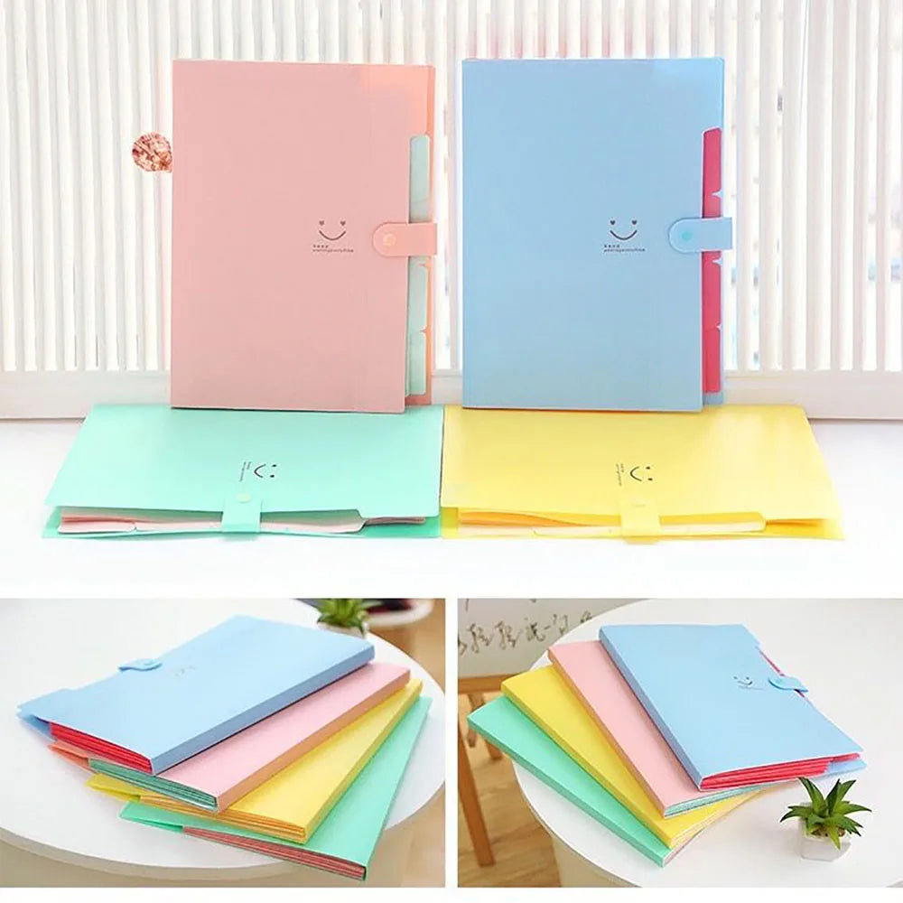 Hemasa 5page Classic File Folders - A4 Document Storage Bags with Plastic Material and Test Roll Holder