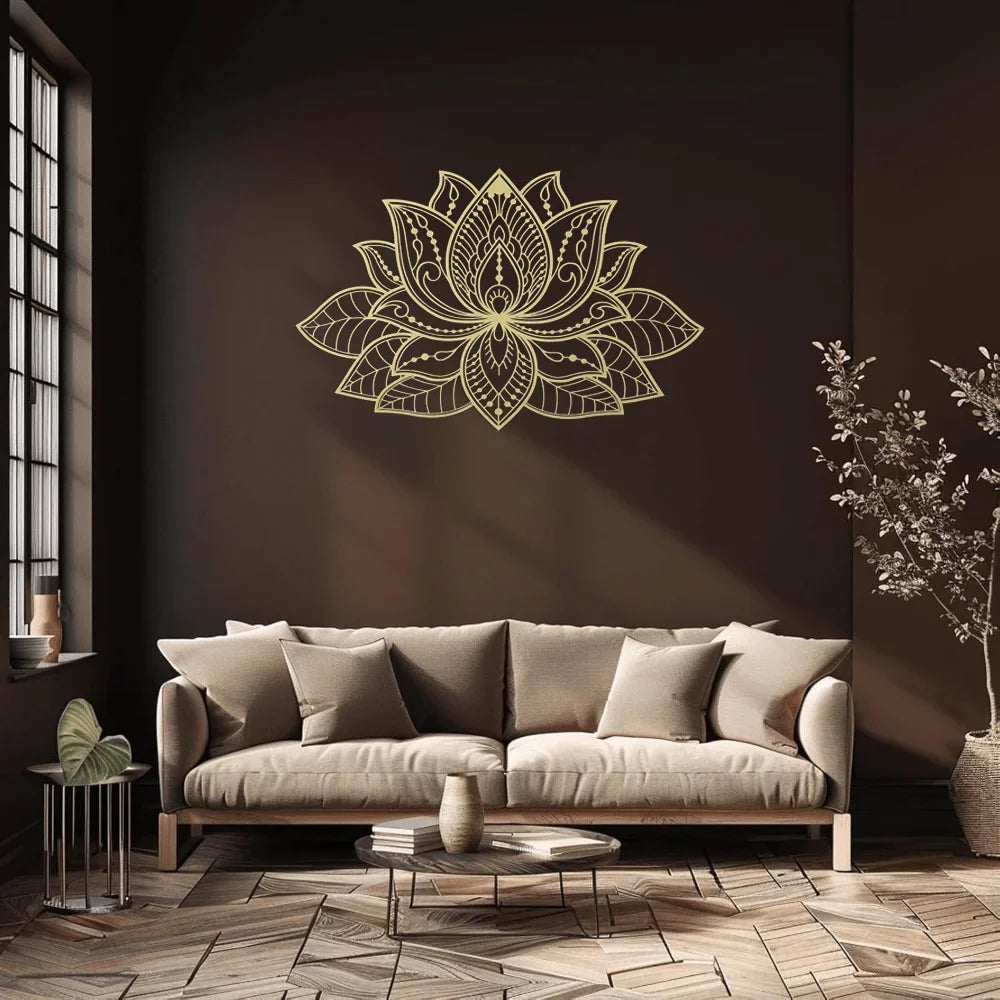 Hemasa  Mandala Metal Wall Embellishment Lotus Bloom Peaceful Room Decor