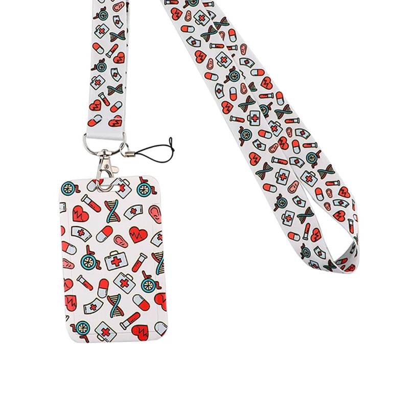 Dentist Doctor Nurse Cartoon Credential Neck Strap Lanyards Keychain ID Card Pass Hang Rope Lariat Key Chain Ring Badge Holder
