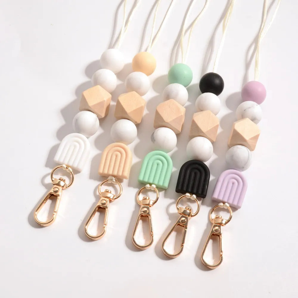 Hemasa Rainbow Silicone Beads Keychain/ Necklace /Lanyard