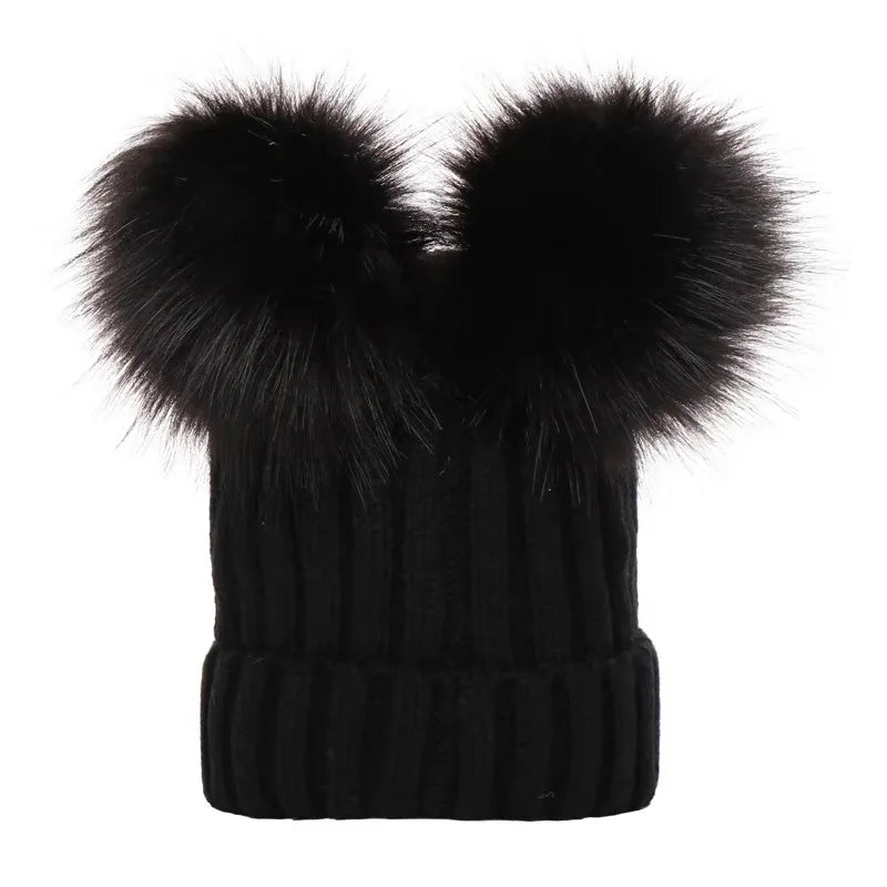 Winter Baby Bobble Hat Big Pompom Boys Girls Beanie Thicken Newborn Knitted Cap Toddler Infant Bonnet Kids Accessories 0-3 Years