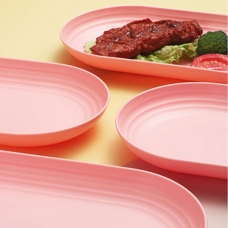 Tejesa 2/4/6pcs The plastic oval plate (reusable) is suitable for the family kitchen of the hotel restaurant to put snacks and desserts