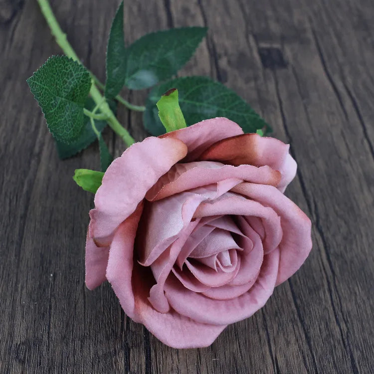 Hemasa 10Pcs Artificial Velvet Rose Flower Branch Wedding Decor Party Scence Layout Bride Holding Flowers Home Decoration Rose Flowers