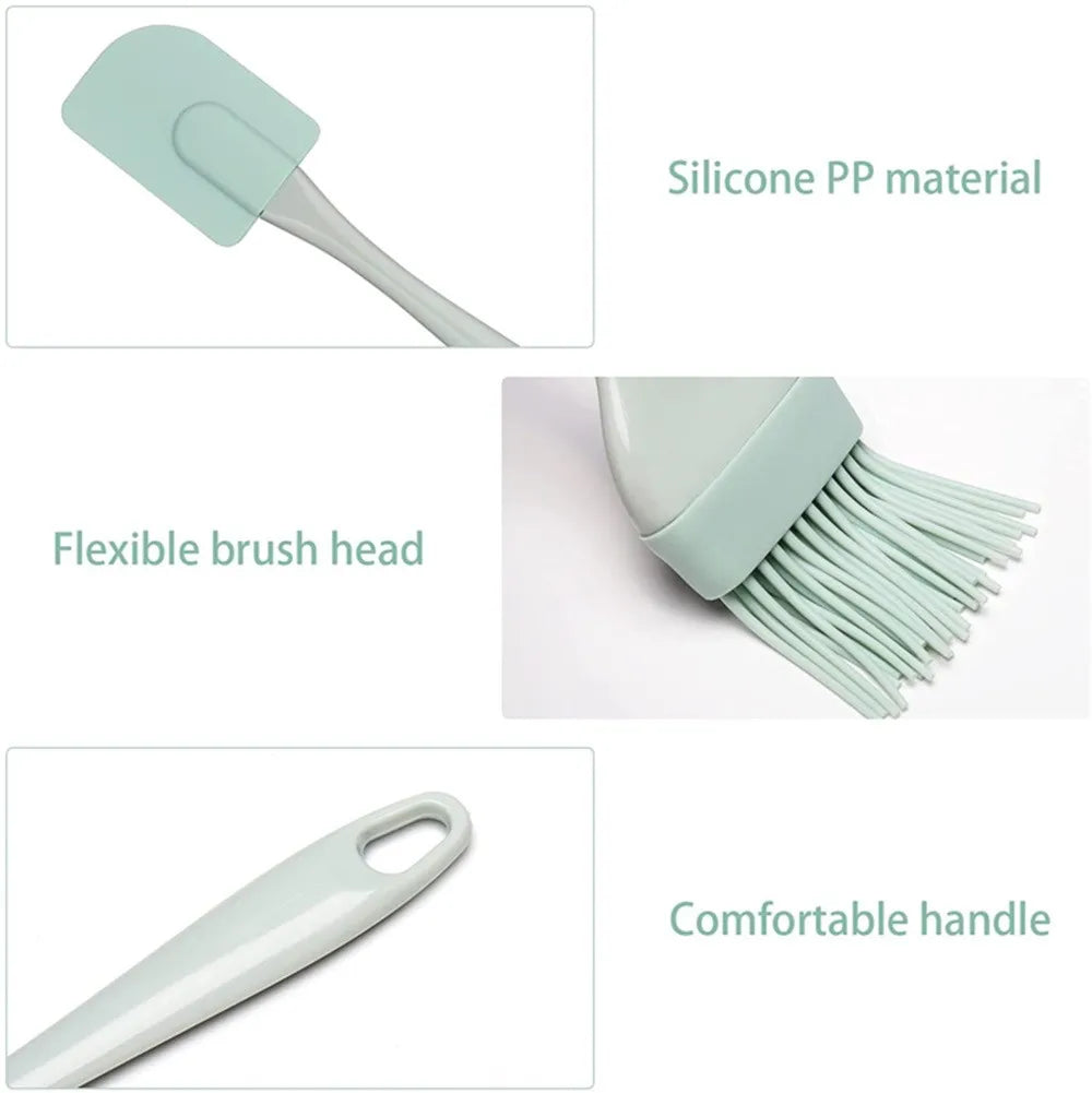 Hemasa 3Pcs Cream Scraper DIY Bread Cake Butter Spatula Mixer Oil Brush Kitchen Baking Tool Silicone Spatula Non-stick