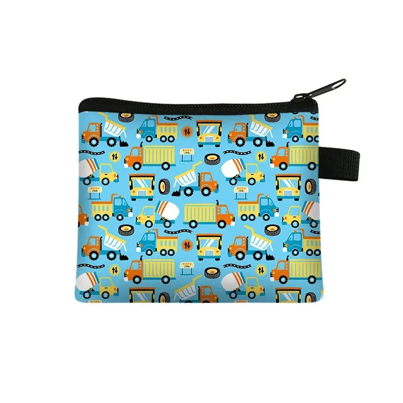 Tejesa Cartoon Coin Purse Keychain Zipper Pouch Kids Wallet Coin Bag Cute Excavator Purses and Handbags Small bag