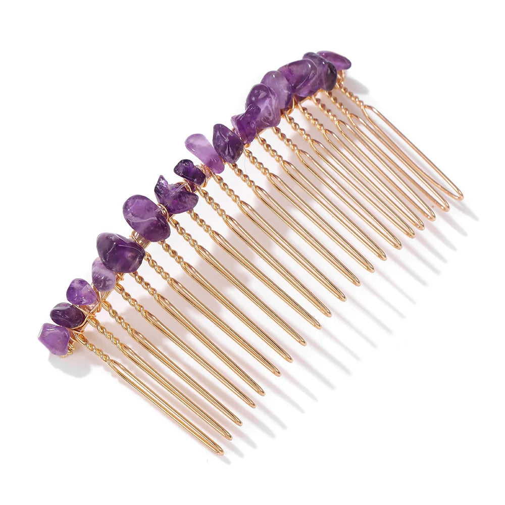 Hemasa Crystal Hair Combs Hair Accessories Natural Quartzs Stone Hair Clips Healing Reiki Hairpin Wedding Bridal Headwear Jewelry
