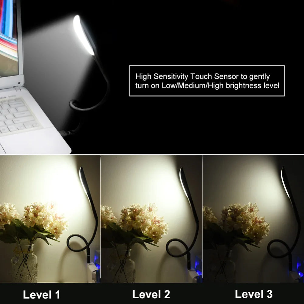 Hemasa Mini Portable Laptops USB LED Light Touch Sensor Dimmable Table Desk Lamp for Power Bank Camping PC Laptops Book Night Lighting