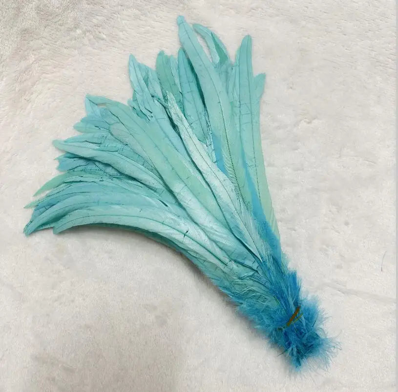 Tejesa  100pcs 30-35CM Rooster Tail Feathers Sky Blue Natural  Plumes Beige DIY Cock Clothing Jewelry Accessories Party