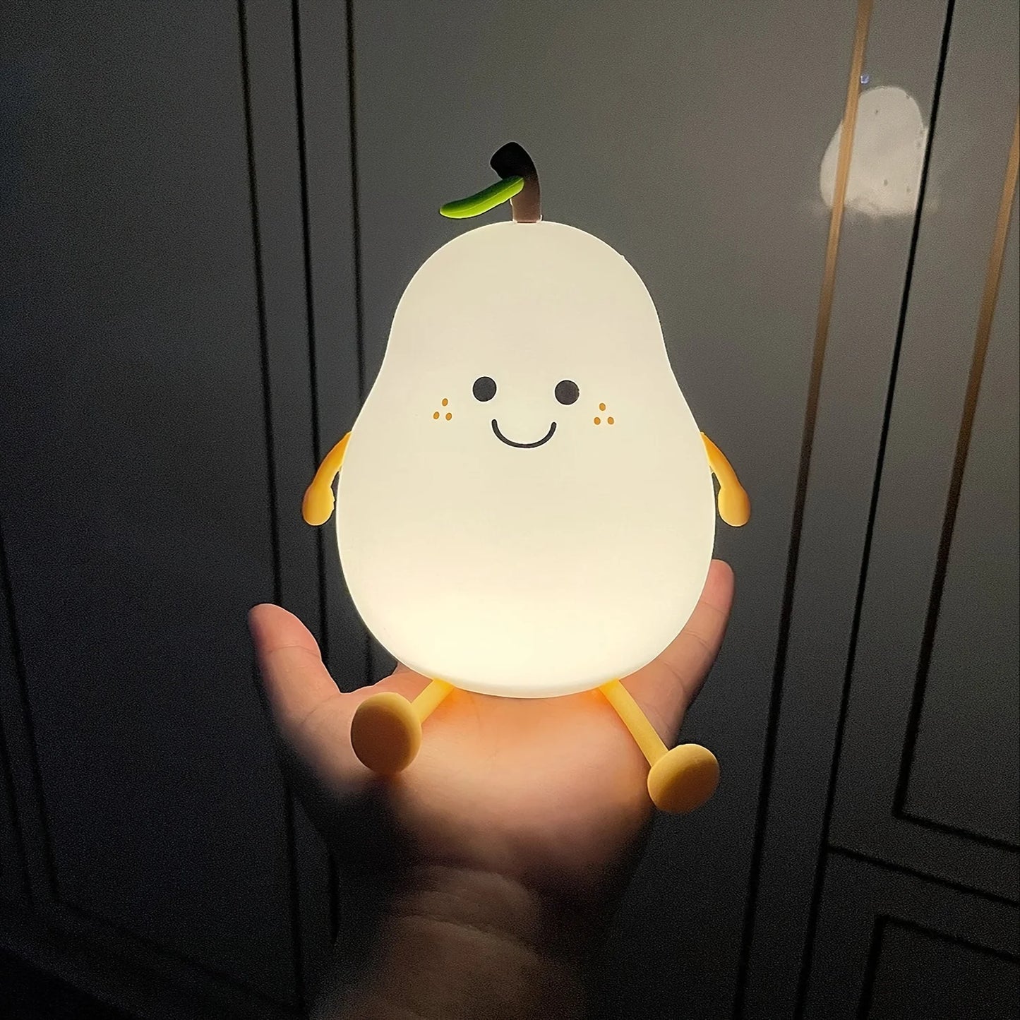 Hemasa Creative Mini Cute Cartoon Pear Shaped Pat Light Bedroom Lamp Soft Silicone Rechargeable Night Light for Kids