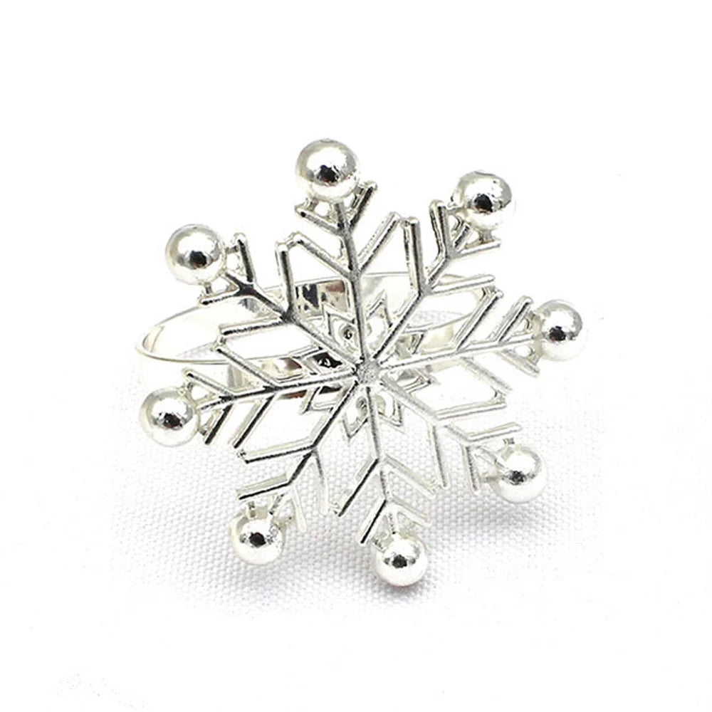 6Pcs Christmas Snowflake Napkin Rings for Table Setting Metal Napkin Holder for Home Winter Party Decor Navidad 2024 Noel ERC126