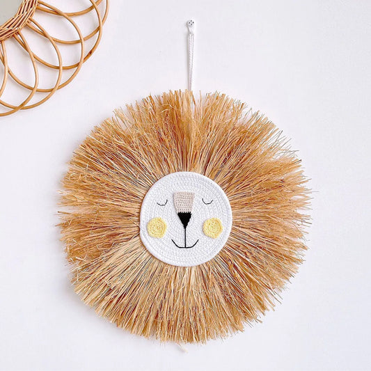 Nordic Kids Baby Room Decoration Handmade Animal Lion For Children's Bedroom Wall Decor Cute Bear Panda Nursery Hanging Ornament