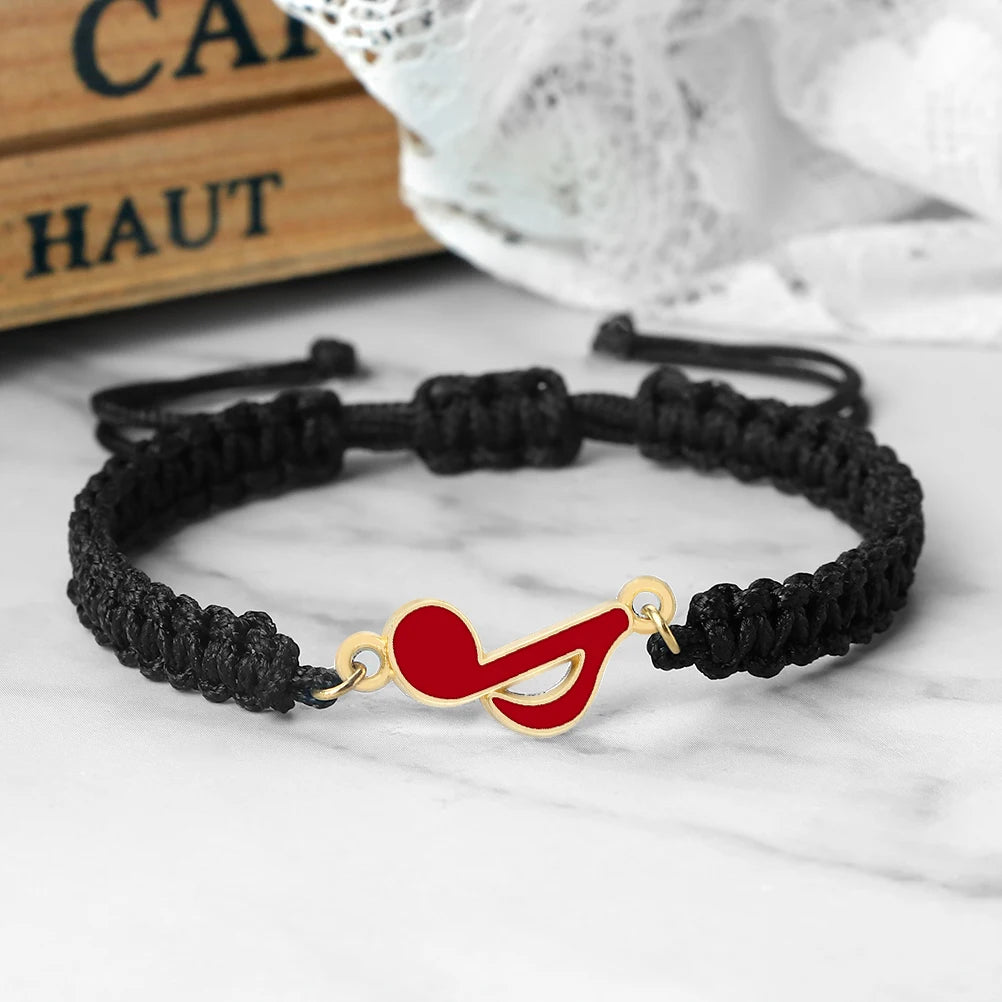 Men and Women Music Note Bracelet Handmade Braided Red Rope Lucky Bracelet Friendship Adjustable Bangle Charm Lover Jewelry Gift