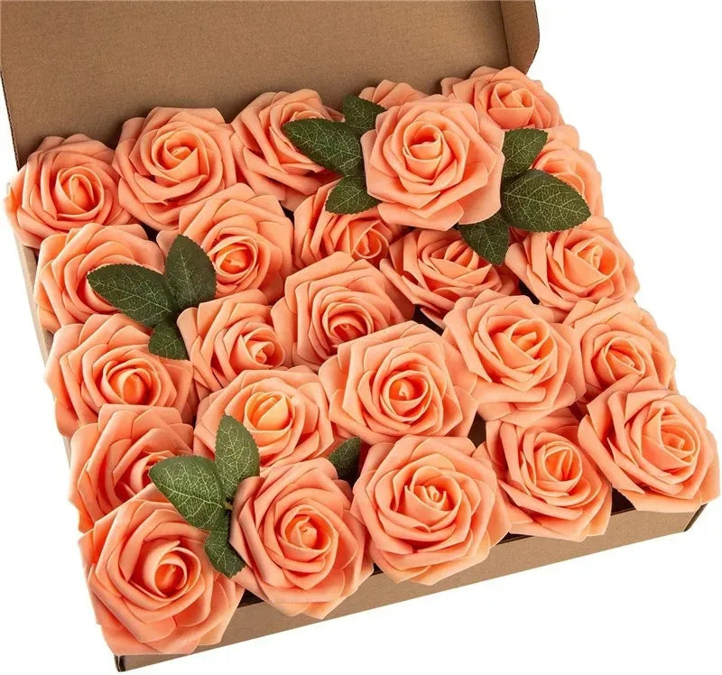 Rose Artificial Flowers 15/25/100pcs Foam Fake Roses Wedding Bouquets Centerpieces Mothers Day Valentines Gifts Party Decoration