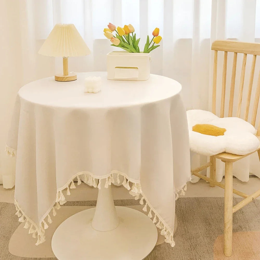 Tassel Tablecloth Kitchen Table Runner Camping Mat Tea Table Cover Wedding Dining Room Decoration 14 Colors