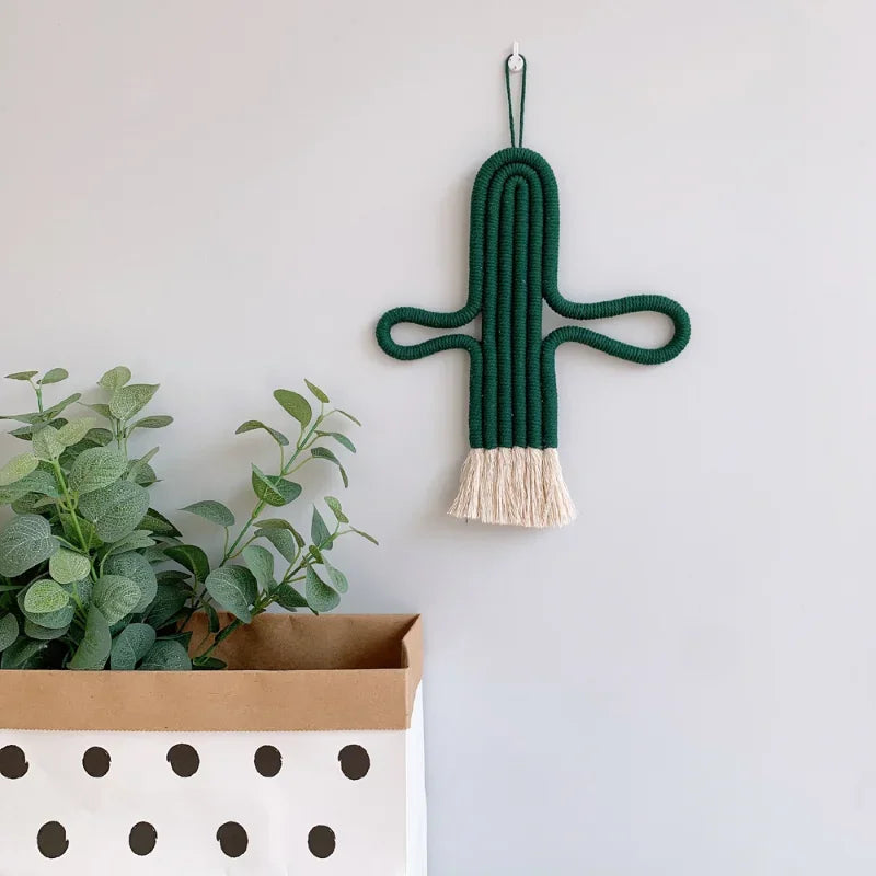 Hemasa  Lion Deer Macrame Wall Hanging For Kids Room Decor Woven Lion Tapestry Cactus Hanging Pendant Decoration