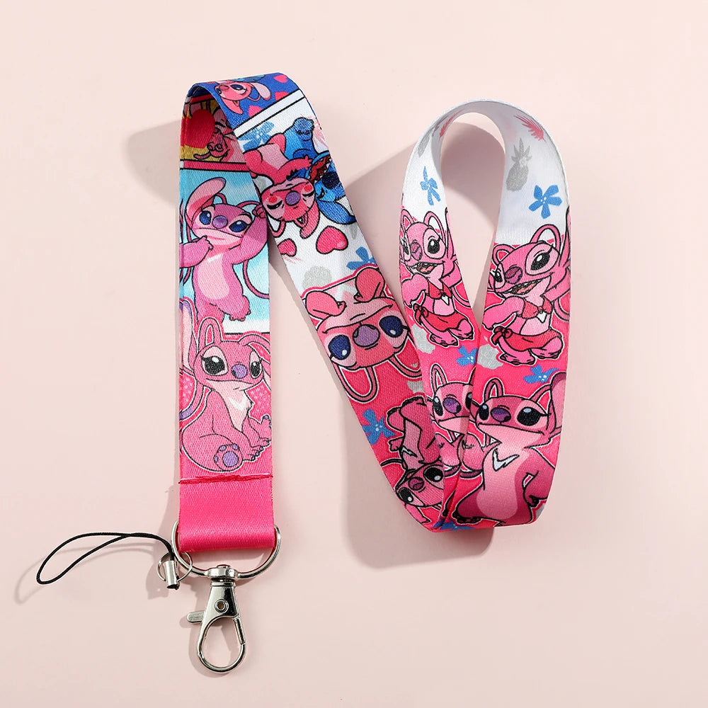 Stitch Disney Phone Lanyard Anime Lilo&Stitch Cartoon Printed Ribbon Card Cover Hanging Neck Long Rope Kawaii Gifts