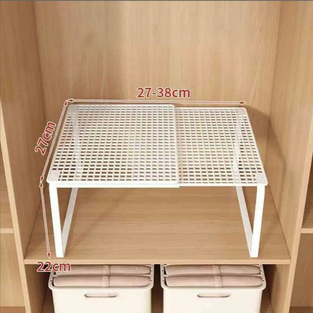 DIY Metal Closet Shelf Adjustable   Wardrobe Organizer Expandable Retractable Stackable Shelves Bathroom