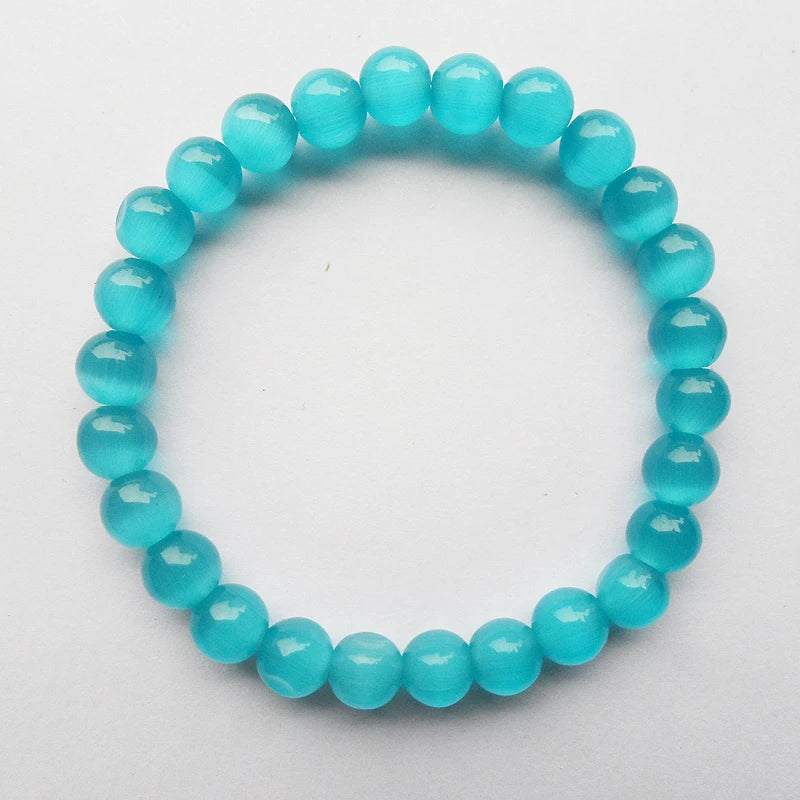 tiki  по 1 грн все 8MM Blue Cats Eye Crystal Bracelet For Women Men Gift Strand Charm Mother Kids Pulsera Hombre Wholesale