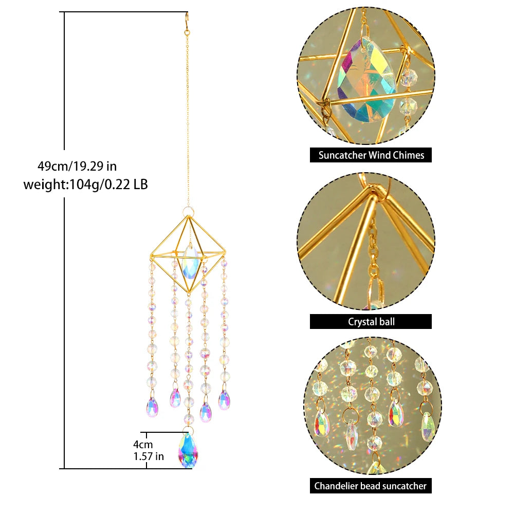 Hemasa Crystal Suncatcher Hanging Wind Chime Sun Catcher Chandelier Light Catcher Rainbow Crystal Prisms